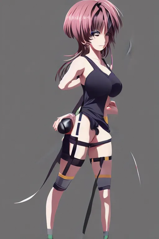 Prompt: pretty anime woman wearing sports clothes, fullbody art, drawn by WLOP, trending on artstation, one character only