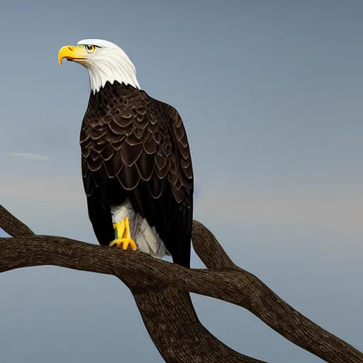 Prompt: a bald eagle, patriotic, highly detailed, unreal engine