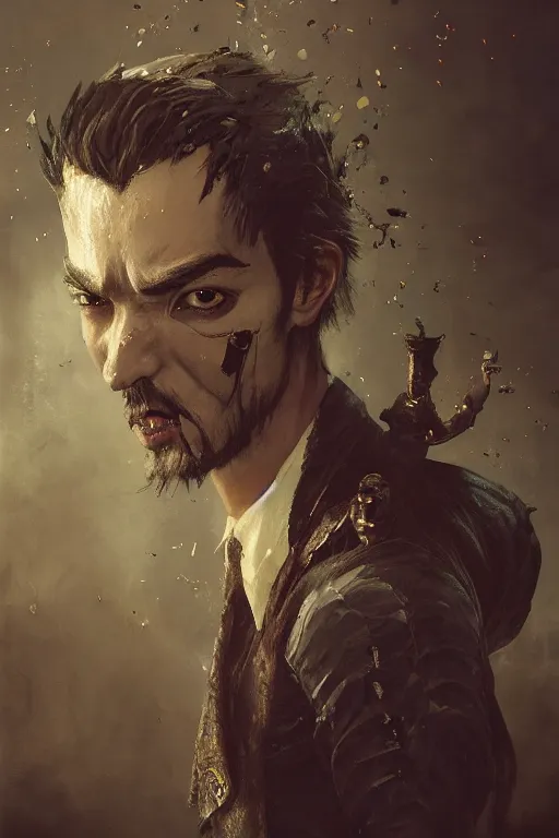 Prompt: a fancy portrait of jacksepticeye by Greg Rutkowski, Sung Choi, Mitchell Mohrhauser, Maciej Kuciara, Johnson Ting, Maxim Verehin, Peter Konig, Bloodborne, macro lens, 35mm, 8k photorealistic, cinematic lighting, HD, high details, atmospheric,