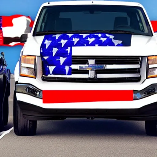 Image similar to photo of big blue biden pickup trucks with american flags on them. biden is written on the side of the truck.