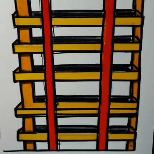 Prompt: a drawing of a ladder in the style of mondrian