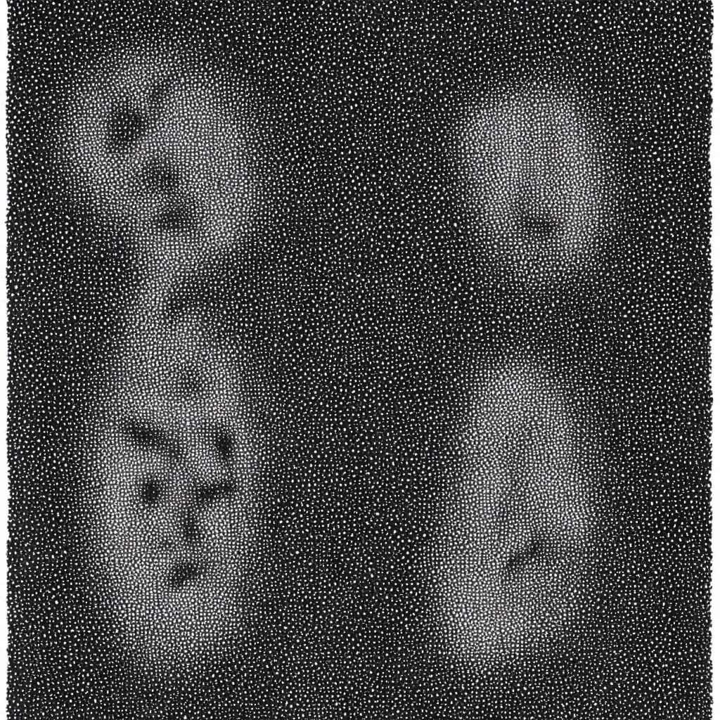 Image similar to face made out of planet, faceless people dark, dots, drip, stipple, pointillism, technical, abstract, minimal, style of francis bacon, asymmetry, pulled apart, cloak, hooded figure