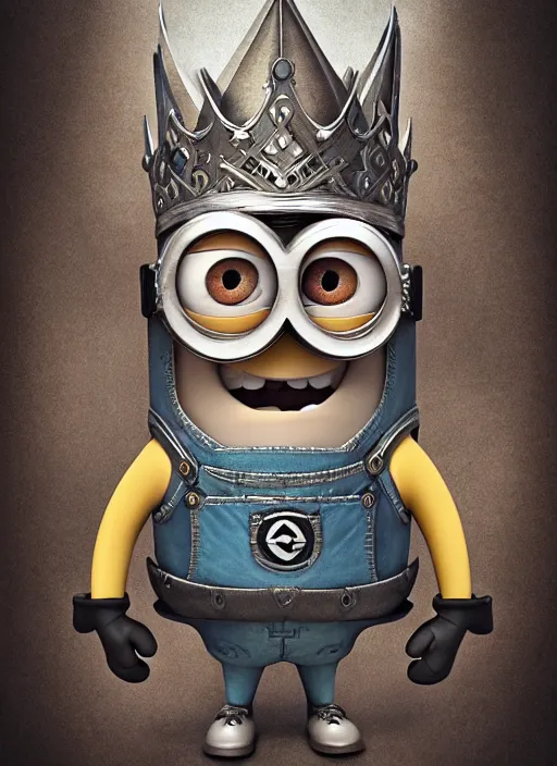 Image similar to Minion Bob from despicable me as a Knight King, fantasy, intricate, ornate, Hyperdetailed, digital art, behance, artstation, smooth, sharp focus, bokeh, illustration, digital painting, elegant, symmetrical,