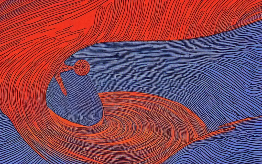 Image similar to a wave particle traveling at the speed of light. retro minimalist art by jean giraud.