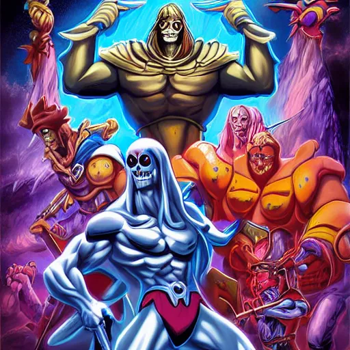 Prompt: TV poster of a animated movie based on original he-man TV show, starring Skeletor, art by Artgerm, Dan Mumford, d&d style, fantasy, ultra detailed, war Hammer 40000