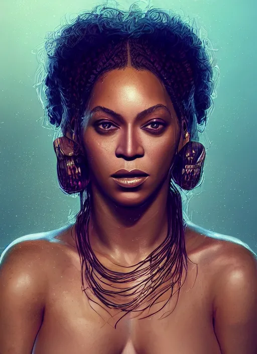 Prompt: beyonce, au naturel, hyper detailed, digital art, trending in artstation, cinematic lighting, studio quality, smooth render, fluorescent skin, unreal engine 5 rendered, octane rendered, art style by klimt and nixeu and ian sprigger and wlop and krenz cushart