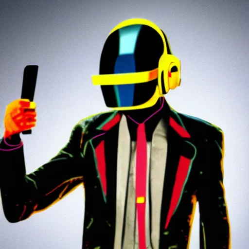 Image similar to Gus fring as Thomas Bangalter from daft punk, holding mask in hand, 4k