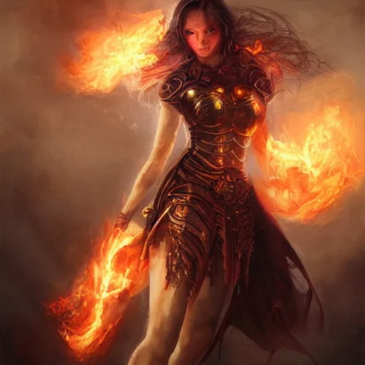 Prompt: Diaper Imbued with the Power of Fire, armored goddess, fantasy, magic, digital art, professional art by Seb McKinnon and WLOP and artgerm, illustration