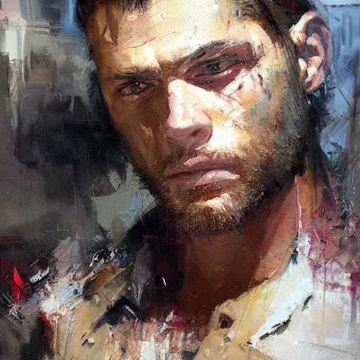 Image similar to gigachad painted by jeremy mann