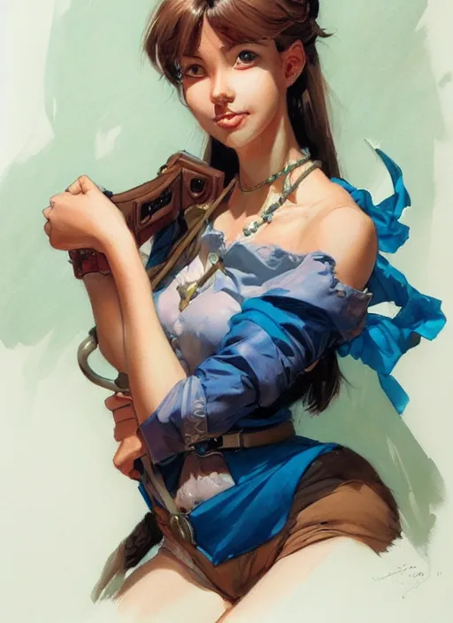 Prompt: a portrait of a pretty young lady by jesper ejsing