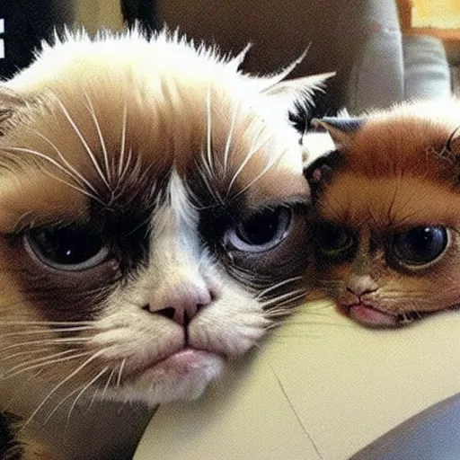 Prompt: grumpy cat versus Doge