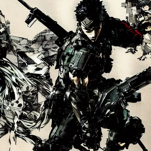 Prompt: art by yoji shinkawa