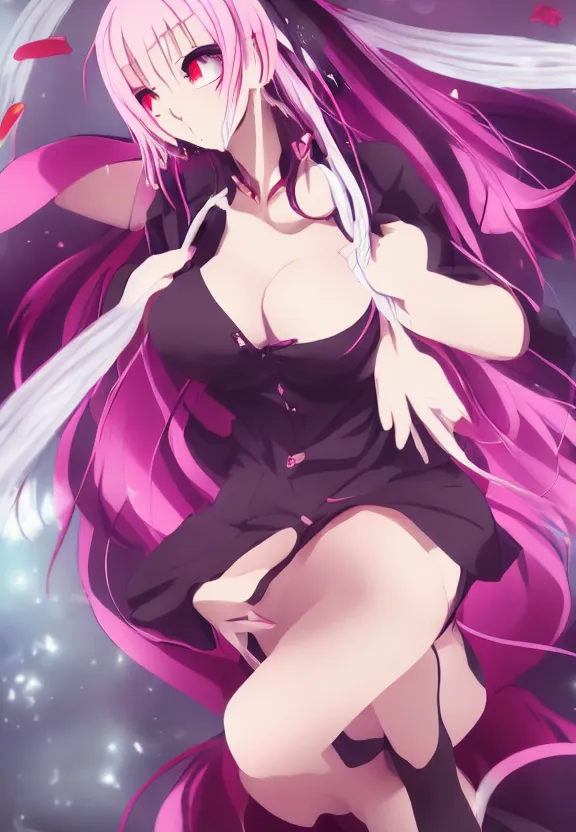 Image similar to Beautiful, Attractive, Anime, Shalltear, Albedo, Solution, Girl, Woman, Relaxing, Relax, Late at night, character design, Studio Photography
