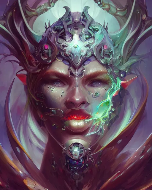 Prompt: portrait of a beautiful demonic cybernetic emanation, by pete mohrbacher and artgerm and wlop, digital art, highly detailed, intricate, fantasy, mystical, Trending on Artstation HQ, deviantart, unreal engine, 4K UHD image