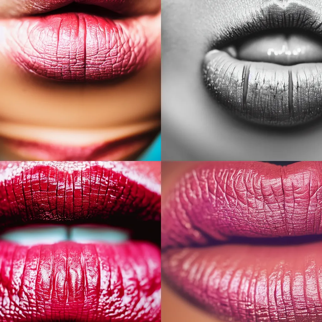 Prompt: macro photography of lips