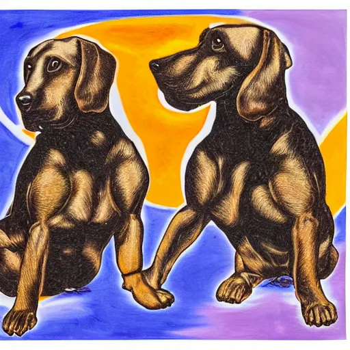 Image similar to artwork of a two - headed dog, abstract artwork long style shot