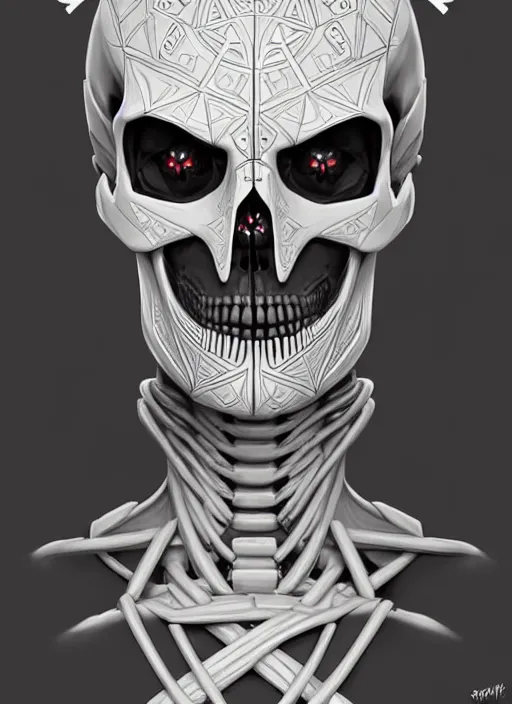 Image similar to symmetry!! portrait of a skull trooper from fortnite, intricate, elegant, highly detailed, digital painting, artstation, concept art, smooth, sharp focus, illustration, art by artgerm and greg rutkowski and alphonse mucha