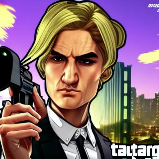 Image similar to XQC as a GTA character in a loading screen