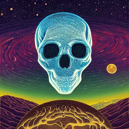 Image similar to ngc 3132 melting mysterious skull landscape by Casey Weldon, dan mumford 8k ultra high definition, upscaled, perfect composition , golden ratio, edge of the world, image credit nasa nat geo