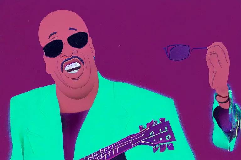 Prompt: still frame of stevie wonder in barbie, by Jaap Buitendijk