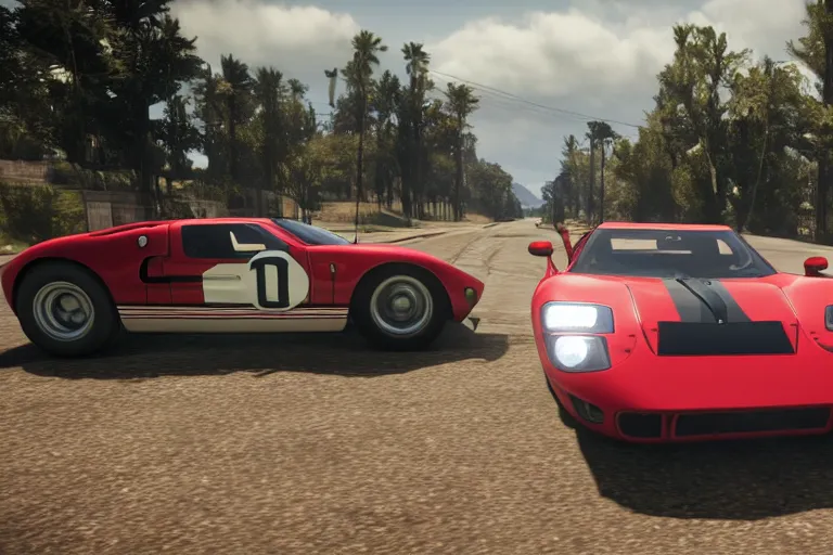 Image similar to photograph of a 1 9 2 2 ford gt 4 0, by red dead redemption 2, by grand theft auto v