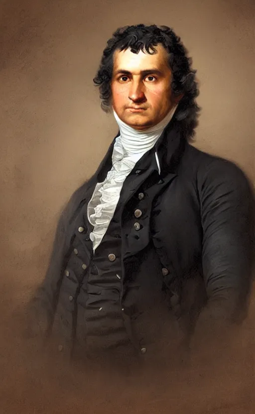 Prompt: portrait of a 1 8 0 2 united states president. hispanic male, detailed face, 1 8 th century, highly detailed, cinematic lighting, digital art painting by greg rutkowski