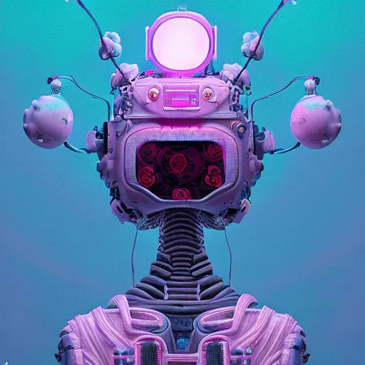 Image similar to a fluffy cyberpunk robot fractal:: by Martine Johanna and Simon Stålenhag and Chie Yoshii and Casey Weldon and Guillermo del toro :: ornate, dynamic, particulate, pastel colors, intricate, elegant, highly detailed, centered, artstation, smooth, sharp focus, octane render, 3d