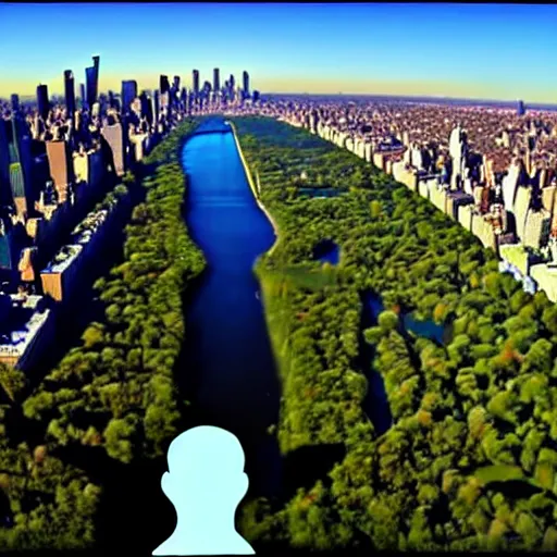 Image similar to sphinx head in central park new york aerial footage s - log low contrast grading