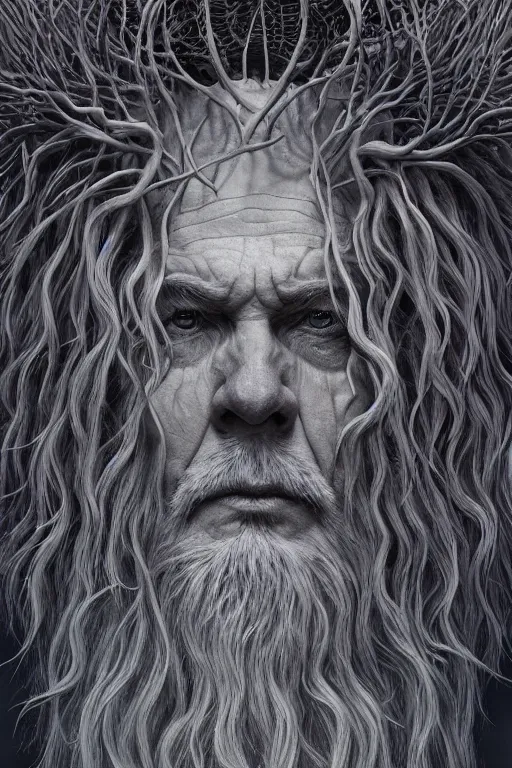 Prompt: the white king with long hairs, art by James Jean and Wayne Barlowe, high detail, cinematic, cgsociety 8k