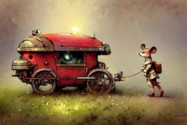 Image similar to adventurer ( ( ( ( ( 1 9 5 0 s retro future robot mouse jukebox wagon house. muted colors. ) ) ) ) ) by jean baptiste monge!!!!!!!!!!!!!!!!!!!!!!!!! chrome red