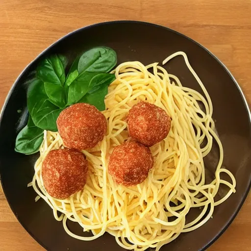 Image similar to On top of spaghetti, All covered with cheese, I lost my poor meatball, When somebody sneezed, It rolled off the table, And onto the floor, And then my poor meatball, Rolled out of the door