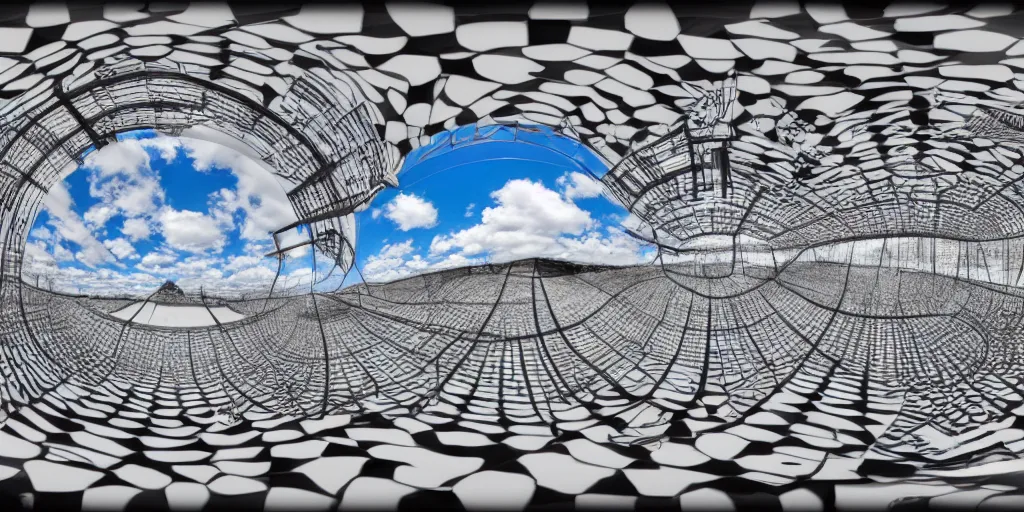 Image similar to pattern, three point perspective, fish eye, 3 6 0 panorama,