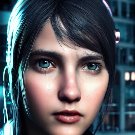 Prompt: fine details portrait of girl, style of cyberpunk, Hyper-realistic, 4K, Unreal Engine, Highly Detailed