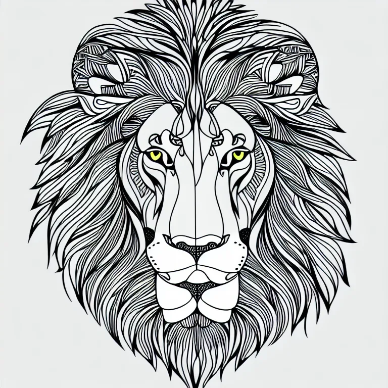 Image similar to beautiful lion, ornamental, fractal, line art, vector, outline, simplified, colouring page