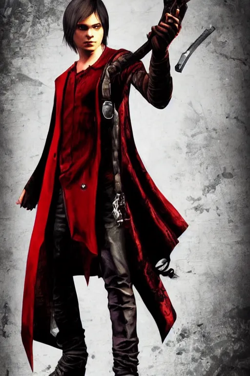 Prompt: frank dillane as young dante from devil may cry 3, detailed, full body