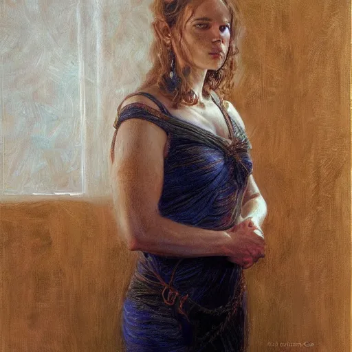 Prompt: portrait of a delicate female survivor, by donato giancola.