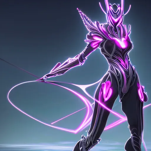 Image similar to highly detailed exquisite fanart, ant pov, of a beautiful female warframe, standing elegantly, shining reflective off-white plated armor, slick elegant design, bright Fuchsia skin, sharp claws, close full body shot, epic cinematic shot, realistic, professional digital art, high end digital art, DeviantArt, artstation, Furaffinity, 8k HD render, epic lighting, depth of field