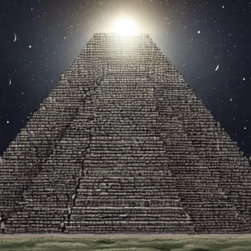 Prompt: artistic depiction of an Aztec pyramid, during an eclipse, with fires raging around
