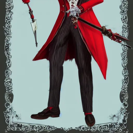 Prompt: FFXIV concept art of a gentleman with a red top hat and monocle and a floral suit