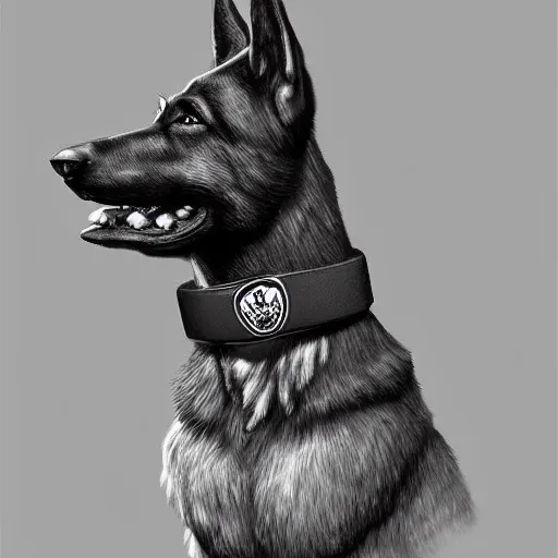 Image similar to German Shepherd Police Officer, digital art, artstation, very detailed, award winning, Furry Art,