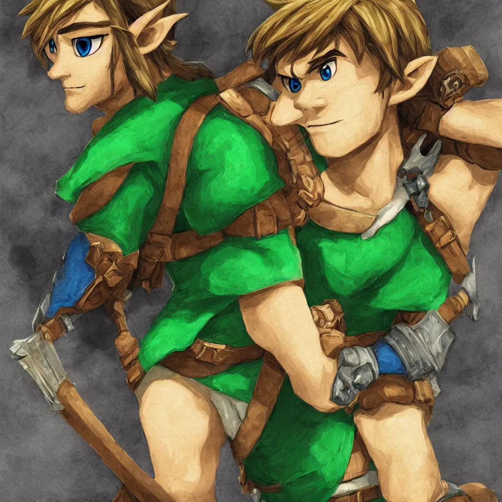 Image similar to a portrait of Link from the legend of Zelda
