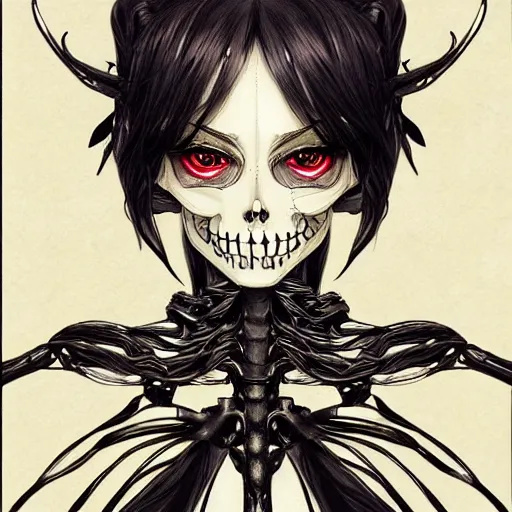 Image similar to anime manga skull portrait young woman skeleton, intricate, elegant, highly detailed, digital art, ffffound, art by JC Leyendecker and sachin teng