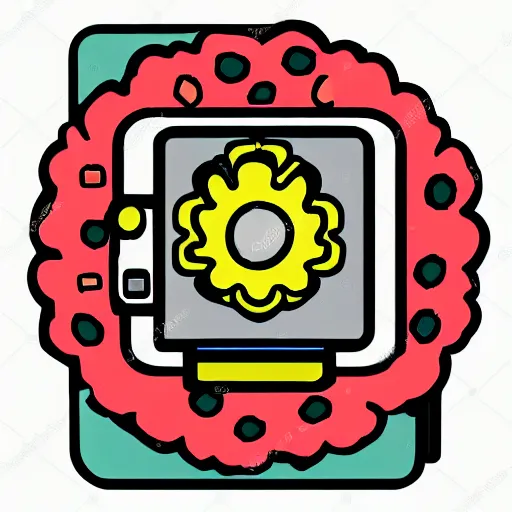 Prompt: flat color icon of a camera made of flowers