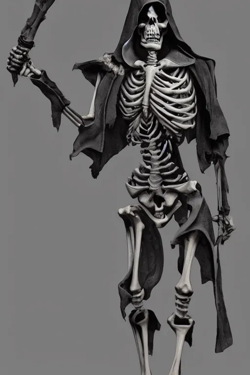 Prompt: a full body shot of a Grim Reaper by Tomohiro Shimoguchi, skeleton face,wears shorts, destroyed hat ,highly detailed, trending on artstation,manga