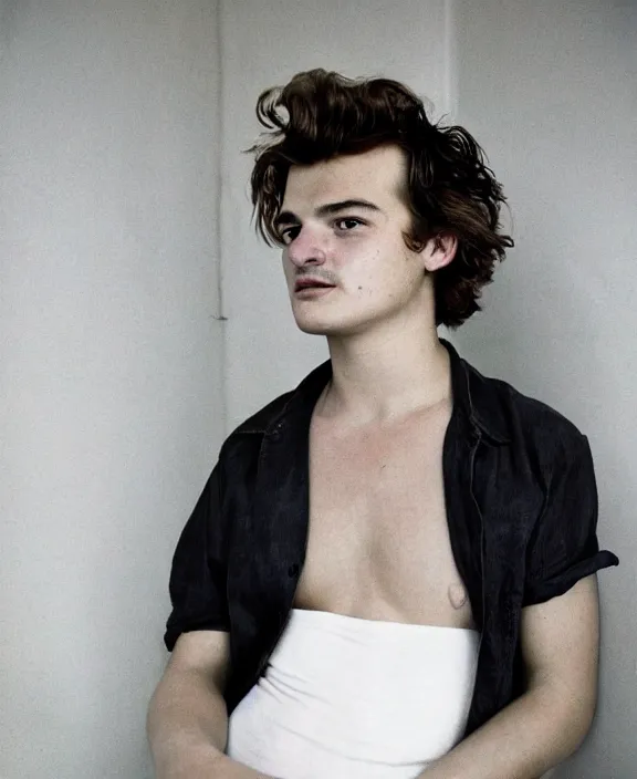 Image similar to portrait of joe keery photographed by nan goldin