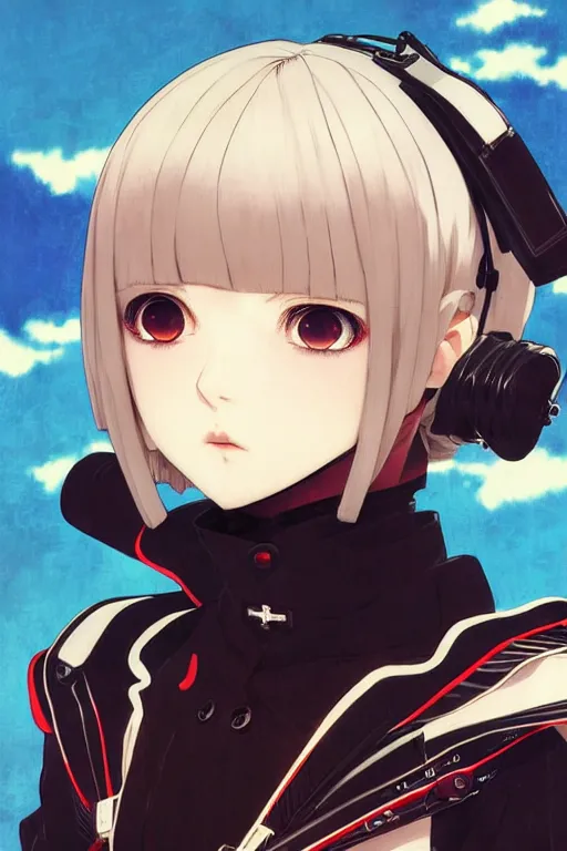 Image similar to ilya kuvshinov anime illustration of reol, last exile,, murata range, fine detail, perfect anime face, dramatic lighting, dynamic composition, moody, art deco, cel shading, vivid, stippled lighting, rich texture, yoshinari yoh, alphonse mucha, takashi murakami, ( ( ( colorful ) ) )