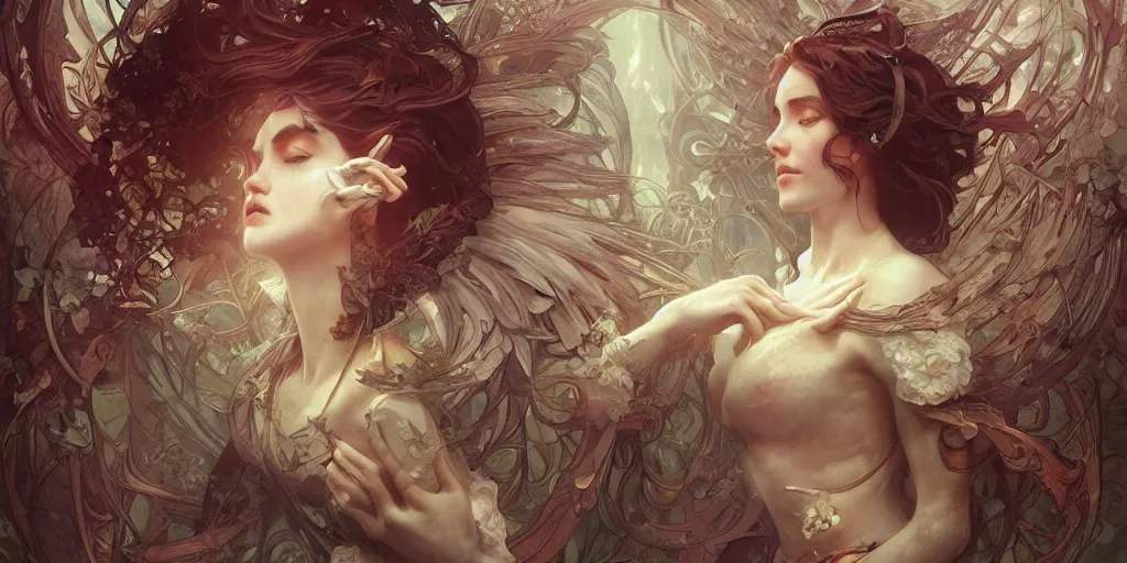 Prompt: dreamscape, artificial nightmares, art by artgerm and greg rutkowski and alphonse mucha and loish and wlop, highly detailed sculpture, intricate detailed, ommatidia, 8 k, cinematic atmosphere, post - processing