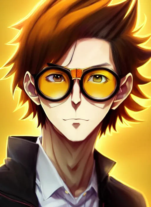 AI Art: anime man black hair golden eyes by @Tilber Bruno