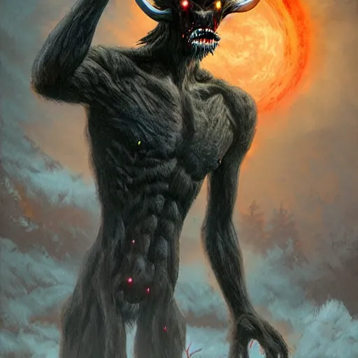 Image similar to wendigo from outer space, Darrell K Sweet, artstation, concept art, digital art