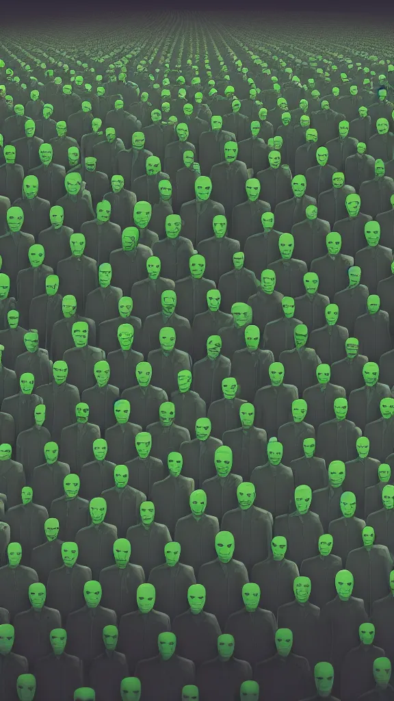 Image similar to army of Obama clones the size of the Hulk by Beeple, 4K